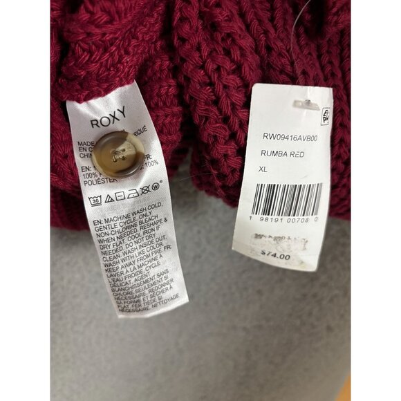 Roxy Women's Rumba Red Cropped Button-Front Knit Cardigan Sweater XL NWT's - Picture 7 of 8